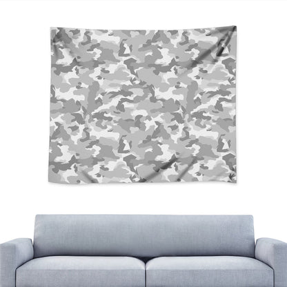 White Snow Camouflage Print Tapestry