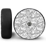 White Snow Camouflage Print Tire Cover With Camera Hole