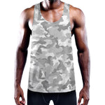 White Snow Camouflage Print Training Tank Top