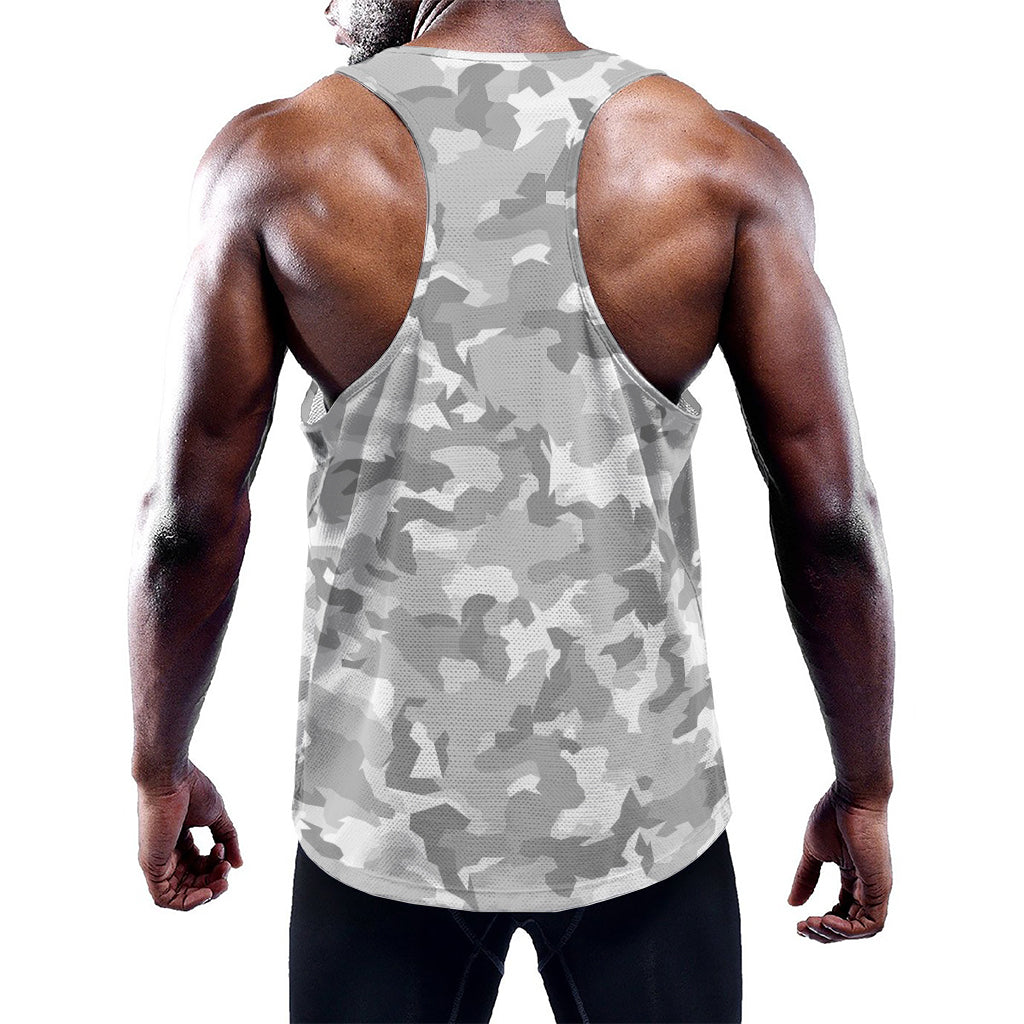White Snow Camouflage Print Training Tank Top