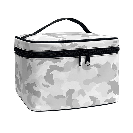 White Snow Camouflage Print Travel Makeup Bag