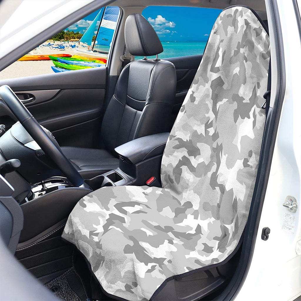 White Snow Camouflage Print Waterproof Car Seat Cover