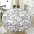 White Snow Camouflage Print Waterproof Round Tablecloth