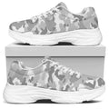 White Snow Camouflage Print White Chunky Shoes