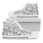White Snow Camouflage Print White High Top Sneakers