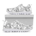 White Snow Camouflage Print White Running Shoes