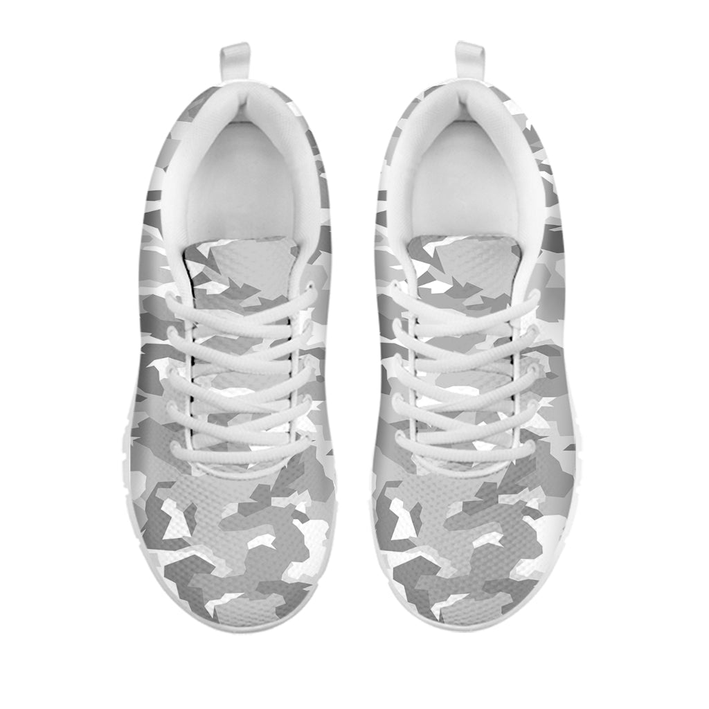 White Snow Camouflage Print White Running Shoes