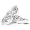 White Snow Camouflage Print White Slip On Sneakers