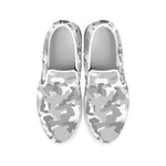 White Snow Camouflage Print White Slip On Sneakers