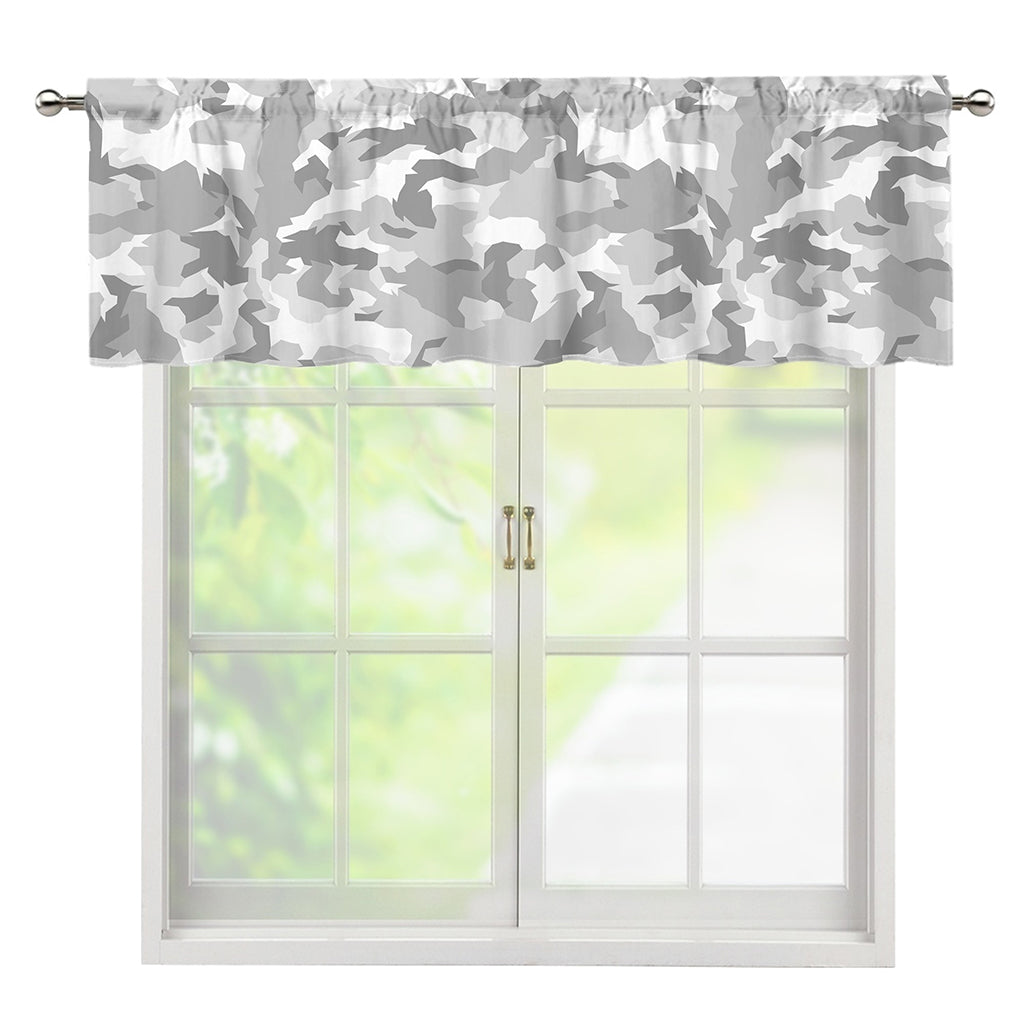 White Snow Camouflage Print Window Valance