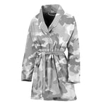 White Snow Camouflage Print Women's Bathrobe