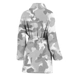White Snow Camouflage Print Women's Bathrobe