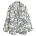White Snow Camouflage Print Women's Blazer