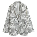 White Snow Camouflage Print Women's Cotton Blazer