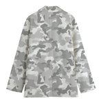 White Snow Camouflage Print Women's Cotton Blazer