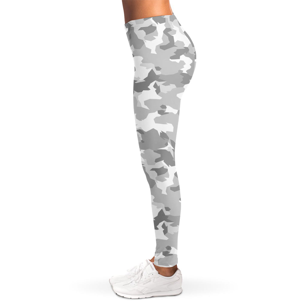 White Snow Camouflage Print Women's Leggings