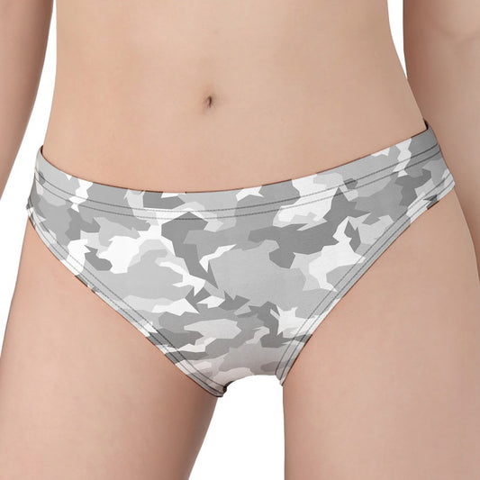 White Snow Camouflage Print Women's Panties