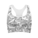 White Snow Camouflage Print Women's Sports Bra