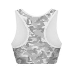 White Snow Camouflage Print Women's Sports Bra