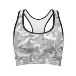White Snow Camouflage Print Women's Sports Bra