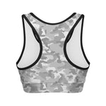White Snow Camouflage Print Women's Sports Bra