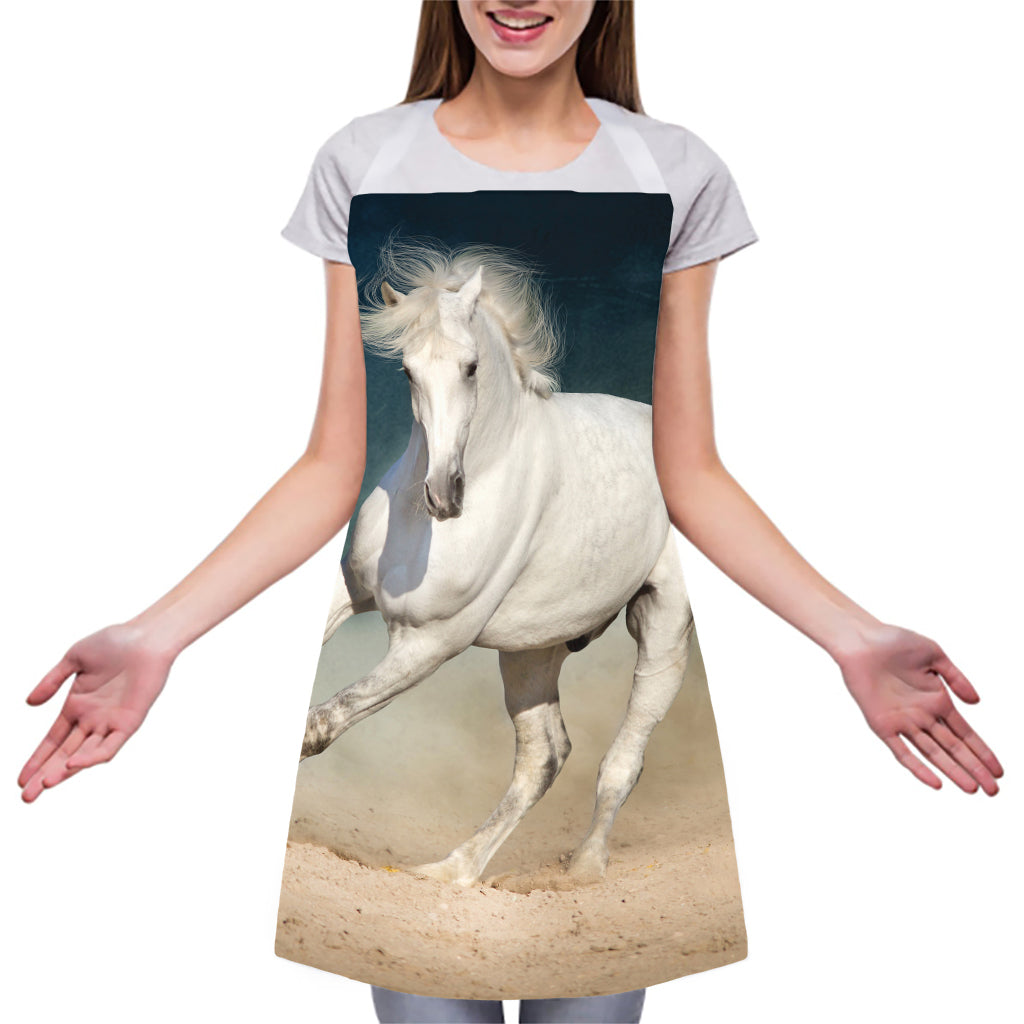 White Stallion Horse Print Adjustable Apron