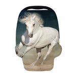 White Stallion Horse Print Baby Seat Cover