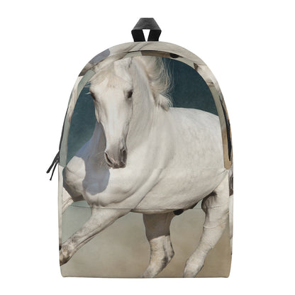 White Stallion Horse Print Backpack