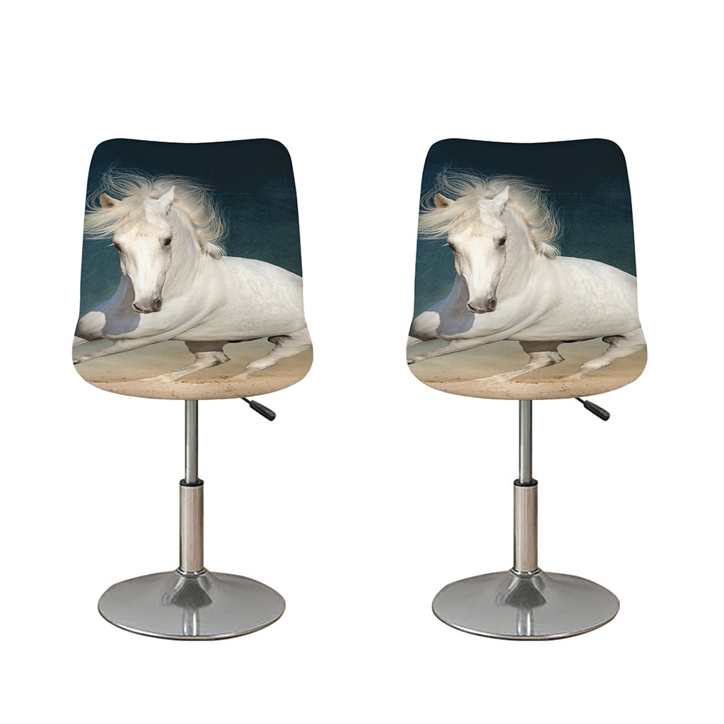 White Stallion Horse Print Bar Stool Covers