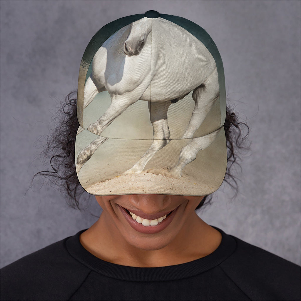White Stallion Horse Print Baseball Cap