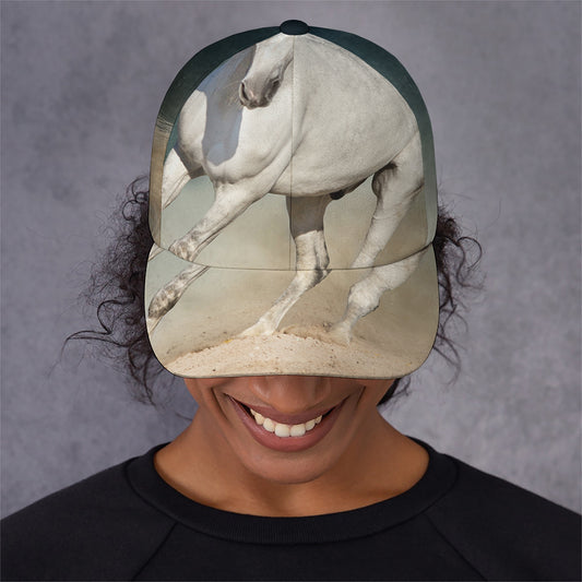 White Stallion Horse Print Baseball Cap