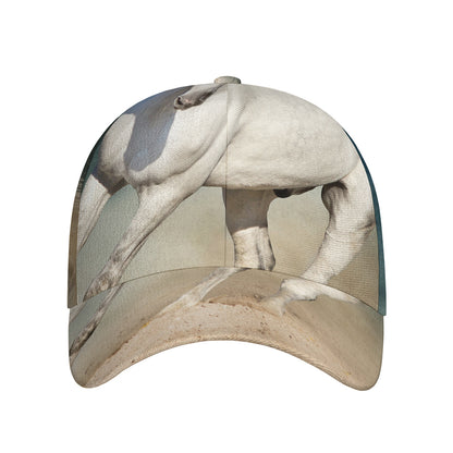 White Stallion Horse Print Baseball Cap