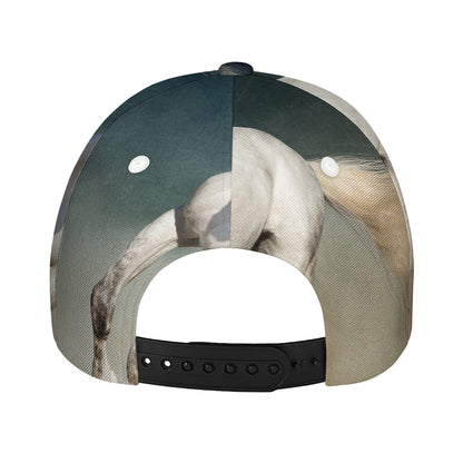 White Stallion Horse Print Baseball Cap