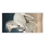 White Stallion Horse Print Beach Towel