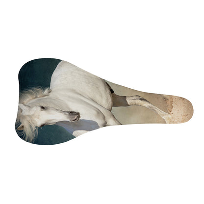 White Stallion Horse Print Bicycle Seat Cover