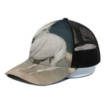 White Stallion Horse Print Black Mesh Trucker Cap