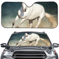 White Stallion Horse Print Car Windshield Sun Shade