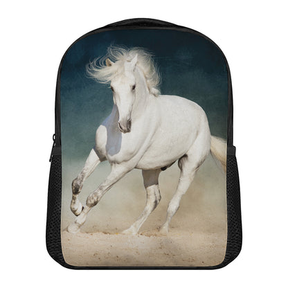 White Stallion Horse Print Casual Backpack