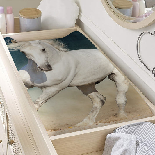 White Stallion Horse Print Changing Pad Cover