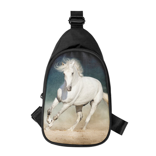 White Stallion Horse Print Chest Bag