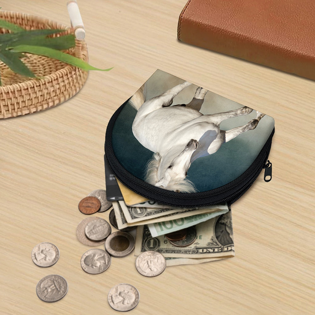 White Stallion Horse Print Coin Purse