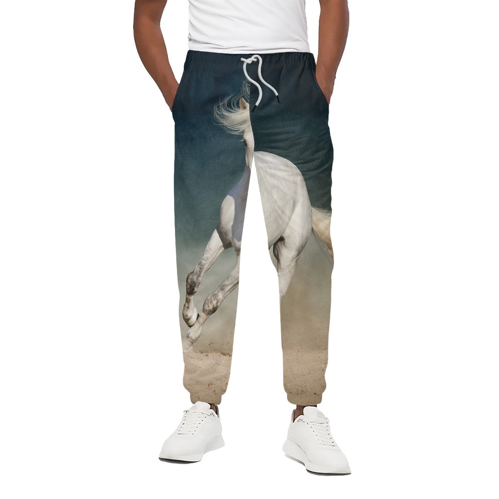 White Stallion Horse Print Cotton Pants