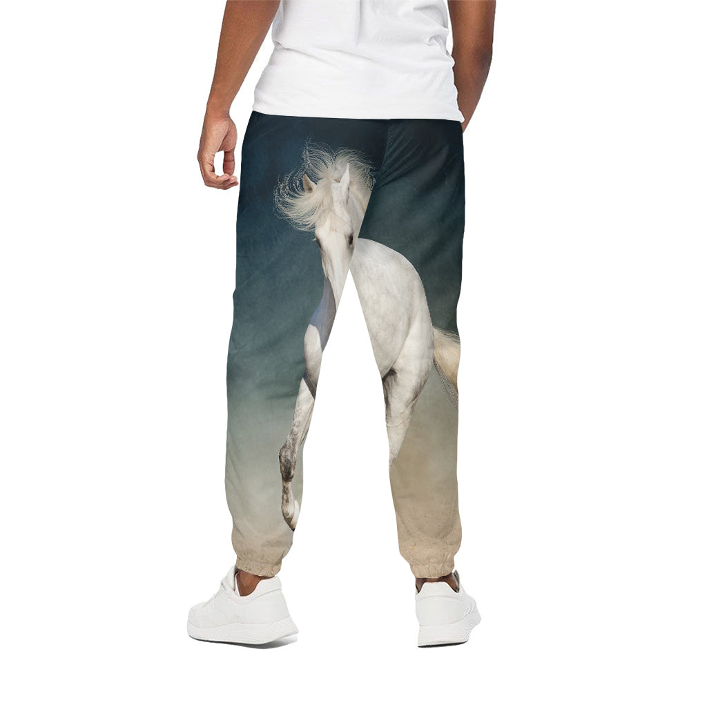 White Stallion Horse Print Cotton Pants