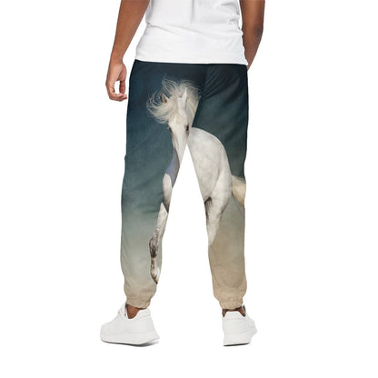 White Stallion Horse Print Cotton Pants