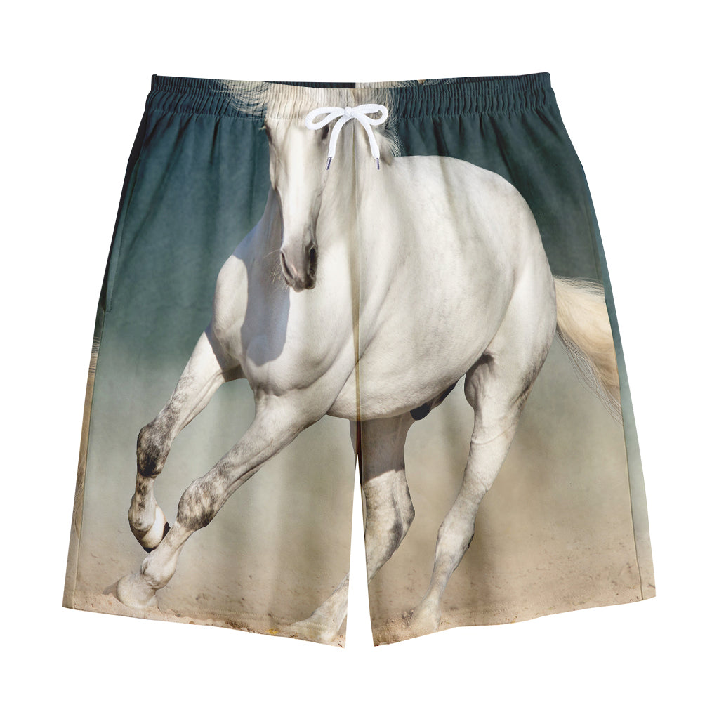 White Stallion Horse Print Cotton Shorts