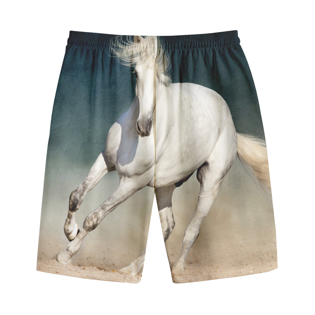 White Stallion Horse Print Cotton Shorts