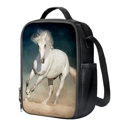 White Stallion Horse Print Crossbody Lunch Bag