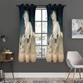 White Stallion Horse Print Grommet Curtain Panels