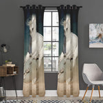 White Stallion Horse Print Curtain