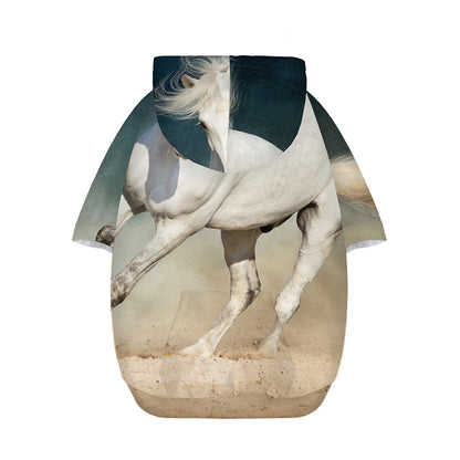 White Stallion Horse Print Dog Zip Up Hoodie
